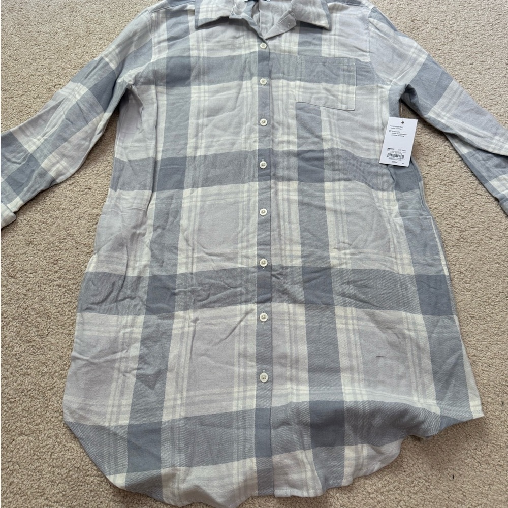 Sonoma Gray and Cream Plaid Nightshirt